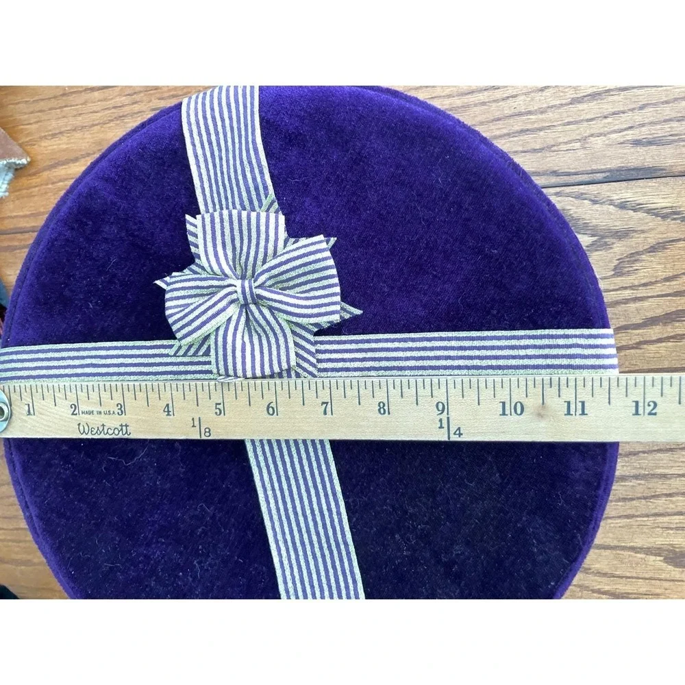 Vintage Purple Round Velvet Hat Box Storage Container Decorative‎ Gift Present